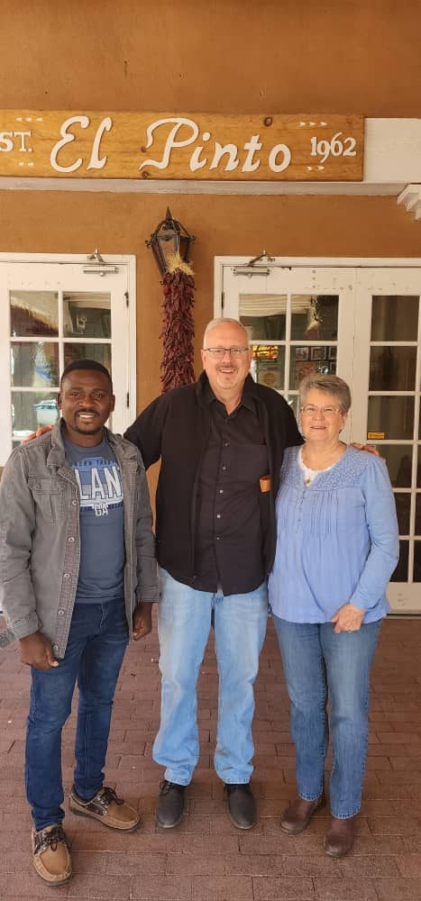 Pastor Scott and Kathy Thom with Patrick Kibirige of Uganda in Albuquerque