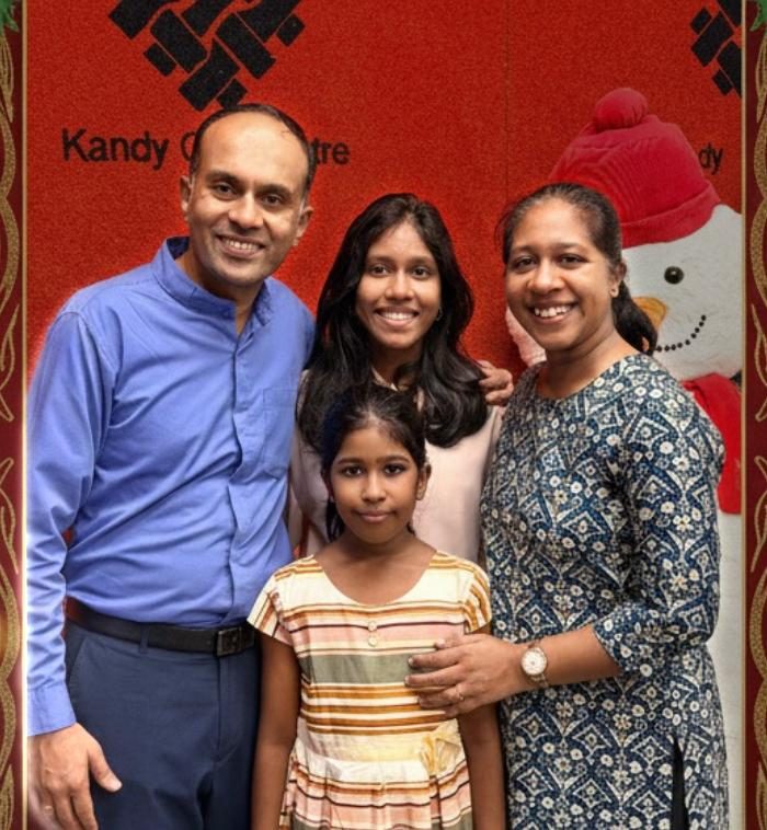 Satheesh Segaran with his family in Kandy, Sri Lanka